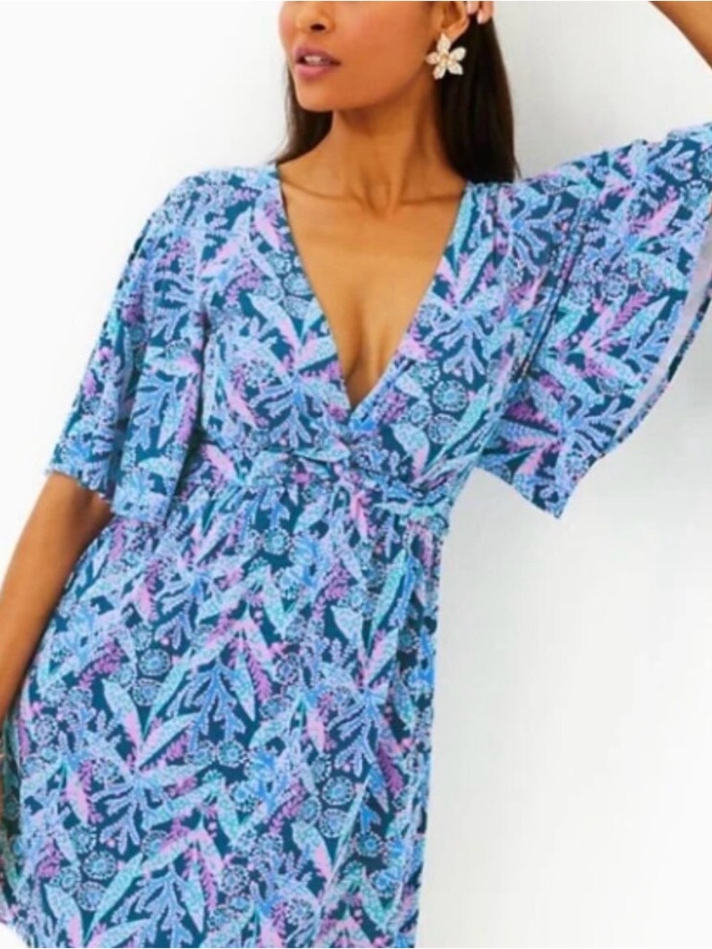Lilly Pulitzer Minka Skirted Romper Barton Blue Star Gazing Size XS